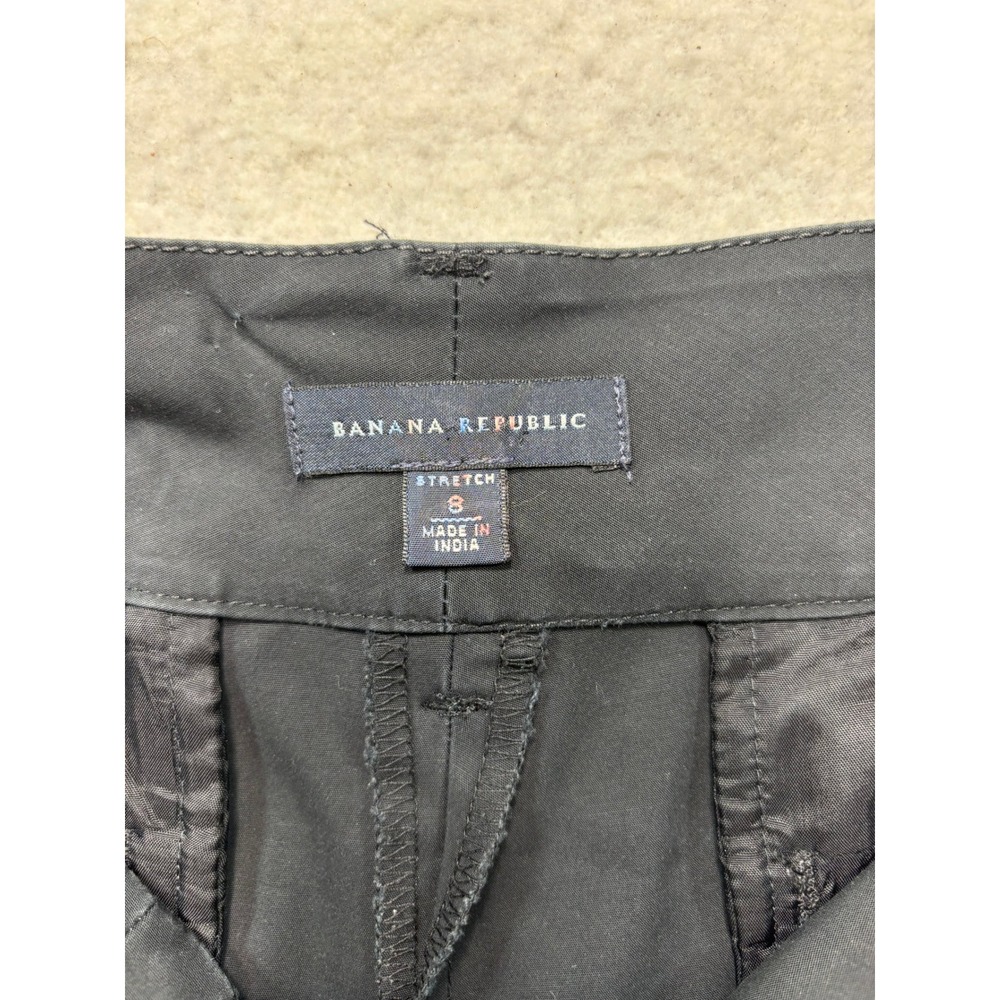 Banana Republic Black Wide Leg Stretch‎ Cotton Trousers Pants  Size 8 #209 - Picture 4 of 10